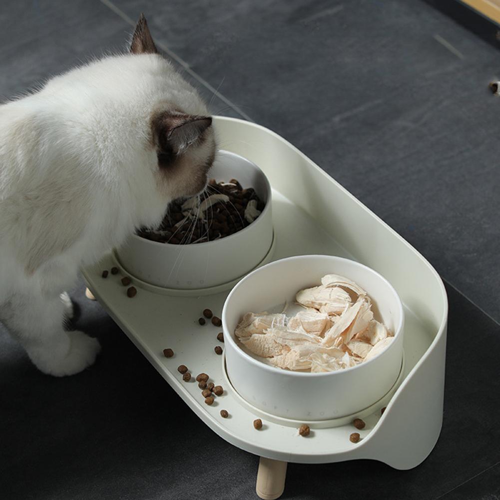 Table à manger pour animaux de compagnie, bol à double alimentation, protection du cou, bol en céramique antidérapant pour chien, chat, mangeoire à eau